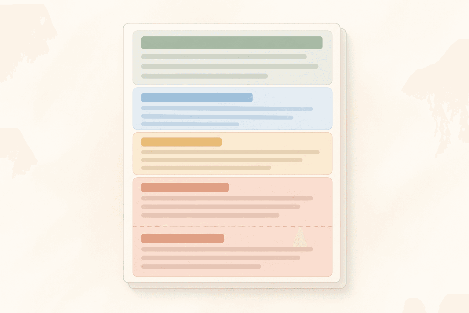 A page split into chunks along its heading hierarchy, with one long section divided in two
