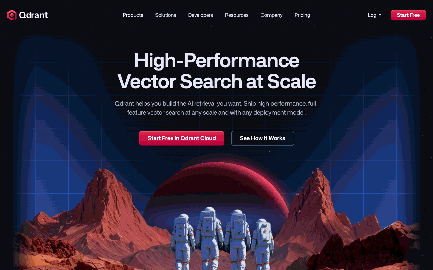 Qdrant vector database home page