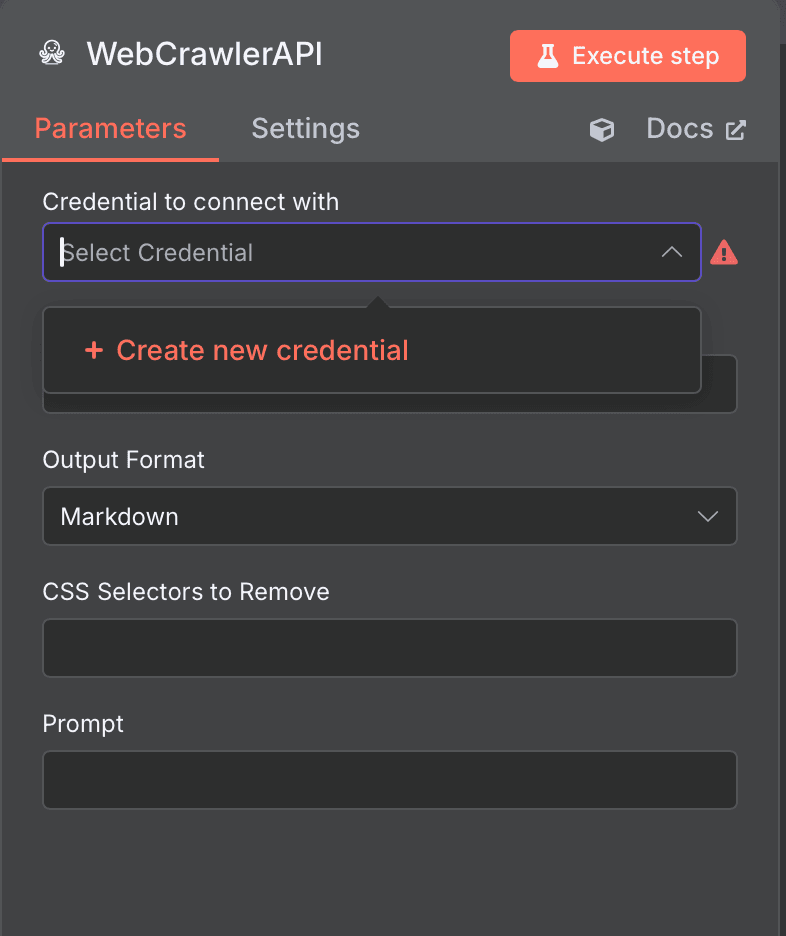WebcrawlerAPI n8n credentials