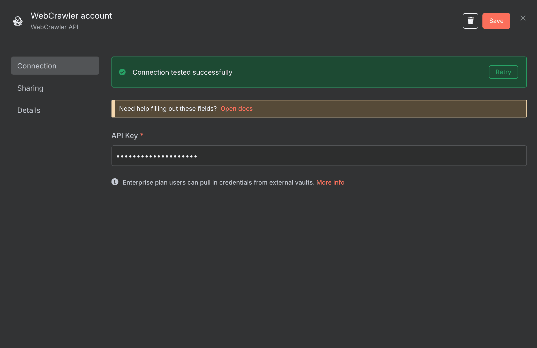 WebcrawlerAPI n8n credentials verified