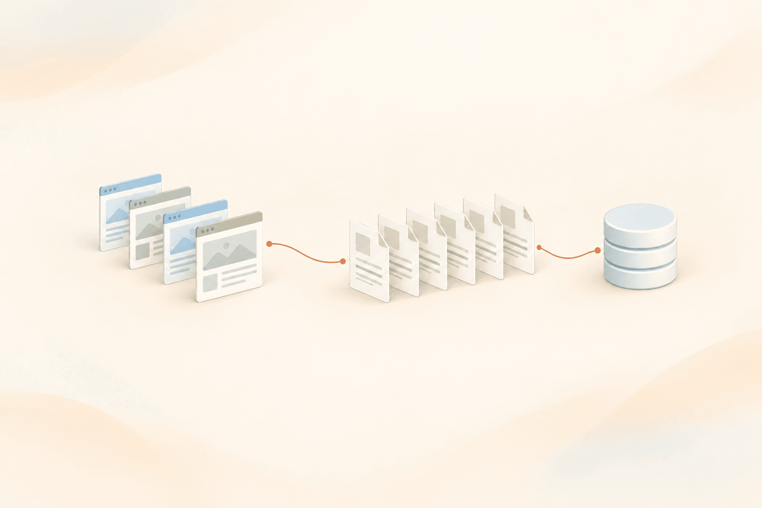 Pipeline from crawled web pages to LangChain documents, then into a vector database